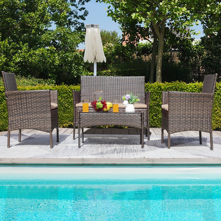 Garden patio set online rattan